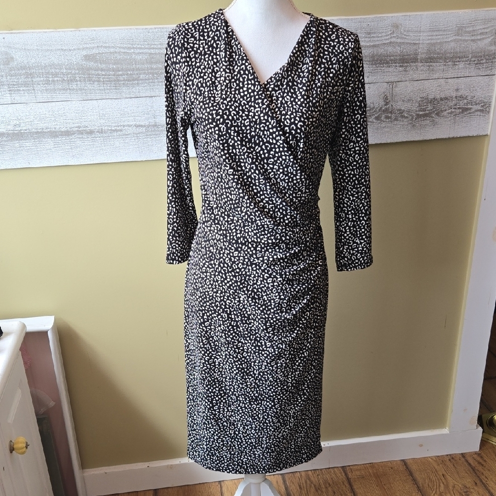 Banana Republic Black and White V-Neck Sheath Dress